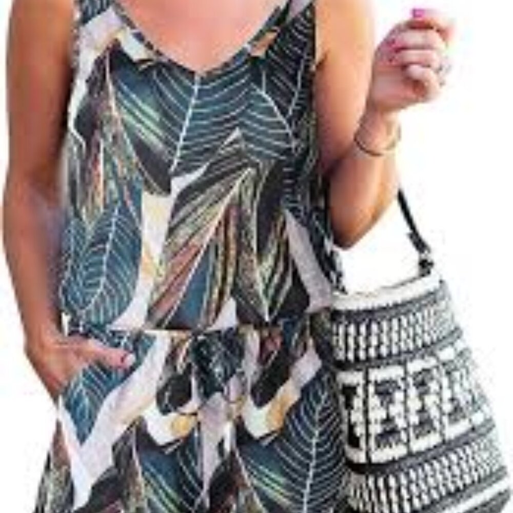 ANRABESS Summer Sleeveless V Neck Romper